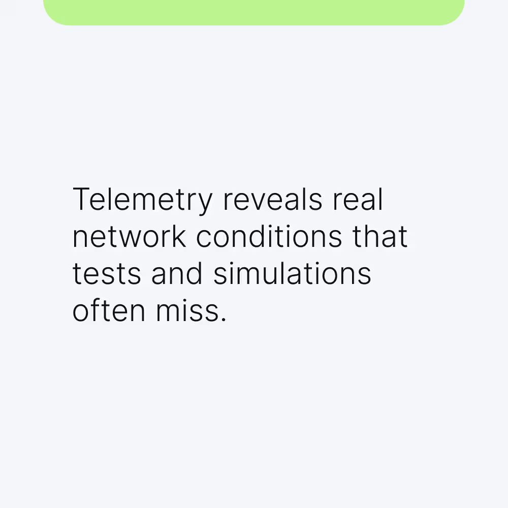 Unetwork telemetry showing real network conditions