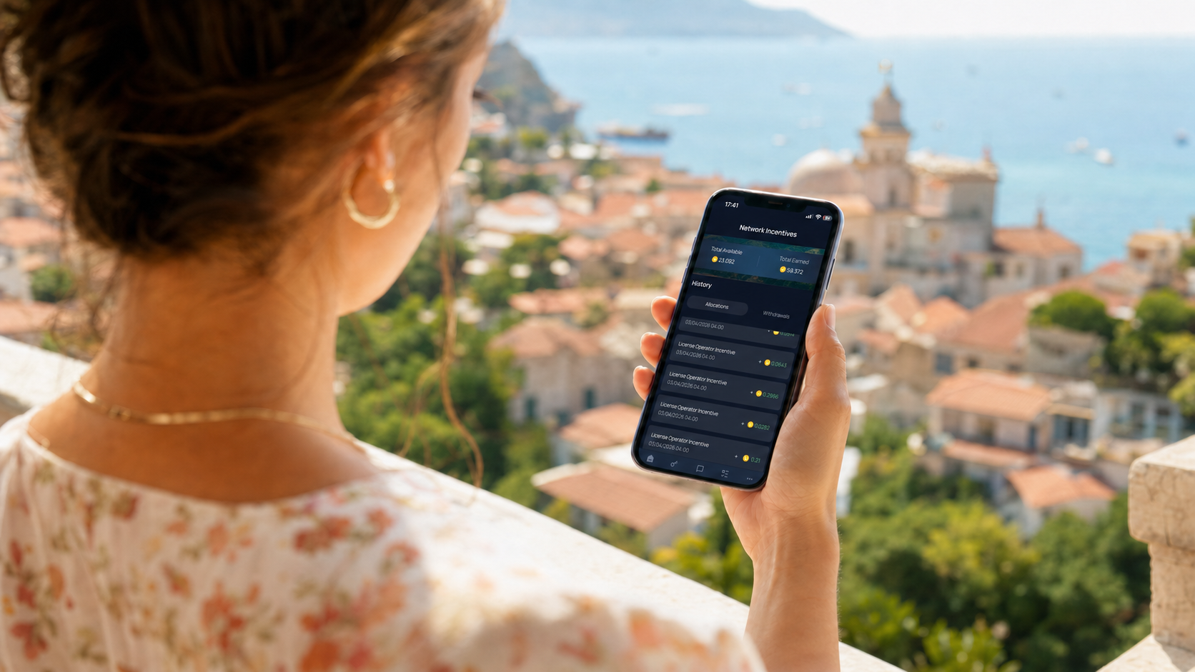 Operator using the Unetwork App on a smartphone for mobile network task rewards