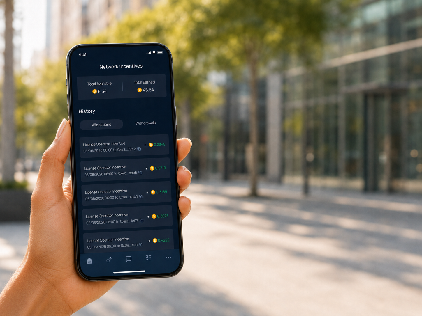 Unetwork operator viewing network incentives on a smartphone